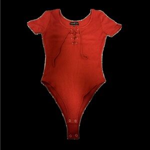 Red Lace-Up Bodysuit